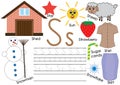 Letter S. English alphabet. Writing practice for children. KidÃ¢â¬â¢s game. Vector illustration. Royalty Free Stock Photo